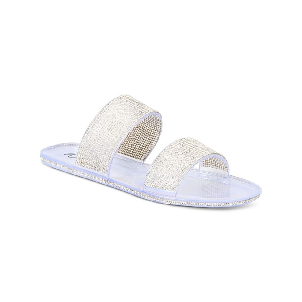 WILD PAIR Womens Silver Rhinestone Juba Round Toe Slip On Jelly 10 M